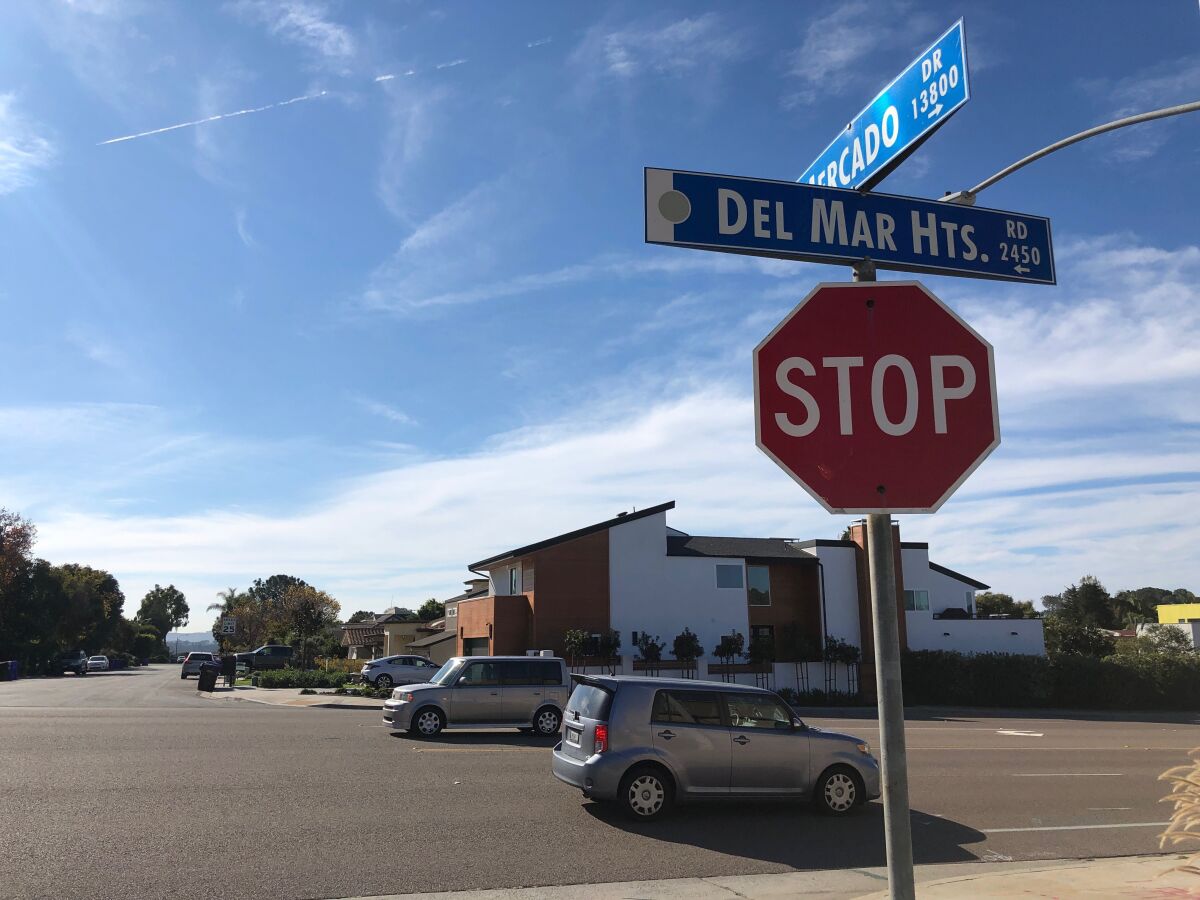 Traffic improvements along Del Mar Heights Road have been a contentious issue for local residents over the years. The Torrey Pines Community Planning Board signed off on a traffic signal at Del Mar Heights Road and Mercado Drive.
