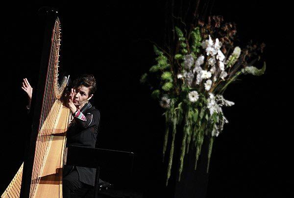 L.A. Opera's home, the Dorothy Chandler Pavilion, housed a tribute on Monday to composer Daniel Catán, who died in April at 62. His widow, the harpist Andrea Puente Catán, performs "Encantamiento."