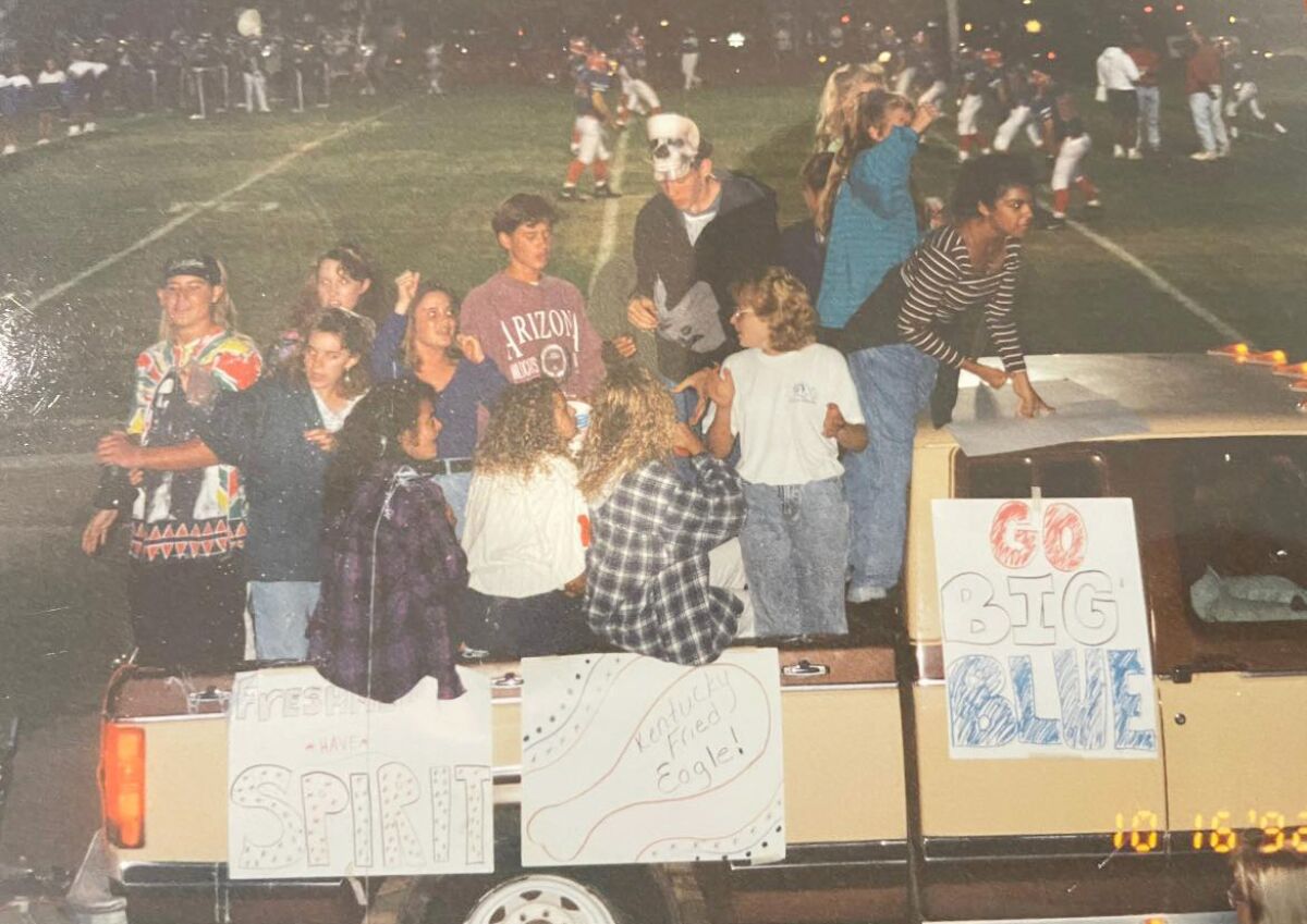 Ramona High Parade participants were once allowed to drive around the track where the Homecoming football game was held.