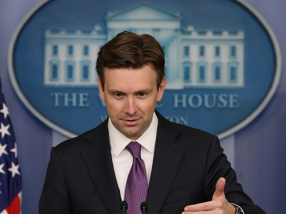 White House Press Secretary Josh Earnest speaks to the media during his daily briefing Monday.