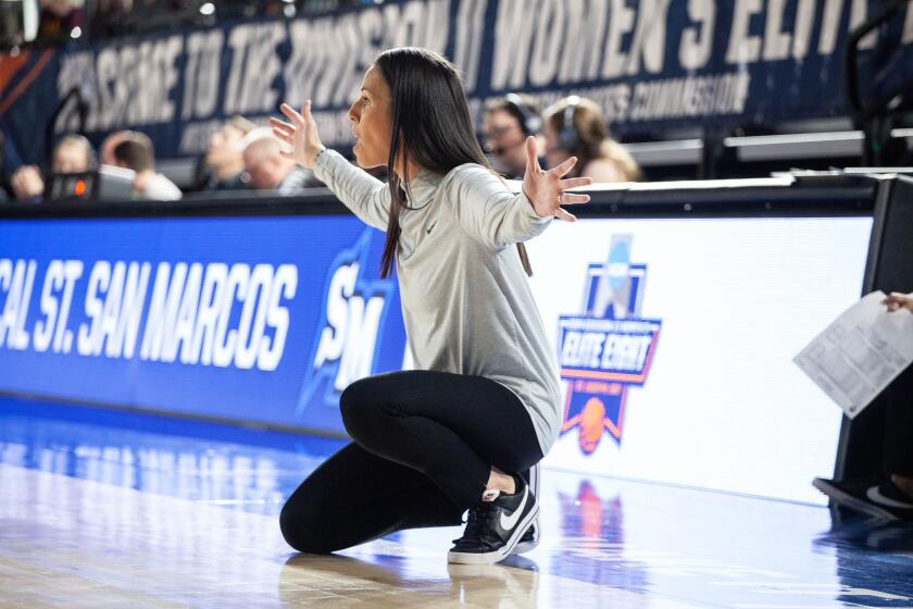 Coach Renee Jimenez leads Cal State San Marcos into Wednesday's Final Four game against Minnesota State.