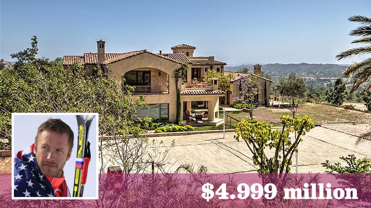 Winter Olympics star Bode Miller has listed his 10-acre estate in Coto de Caza for $4.999 million.