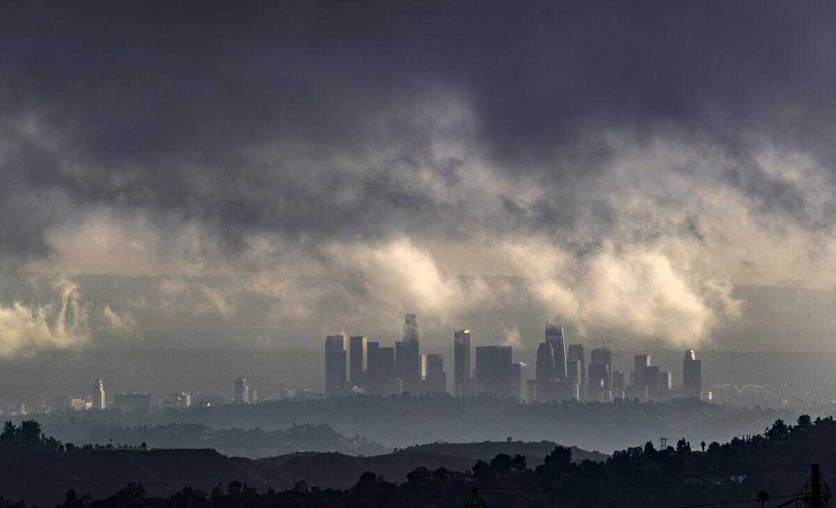 A storm rolls through the Los Angeles Basin last week