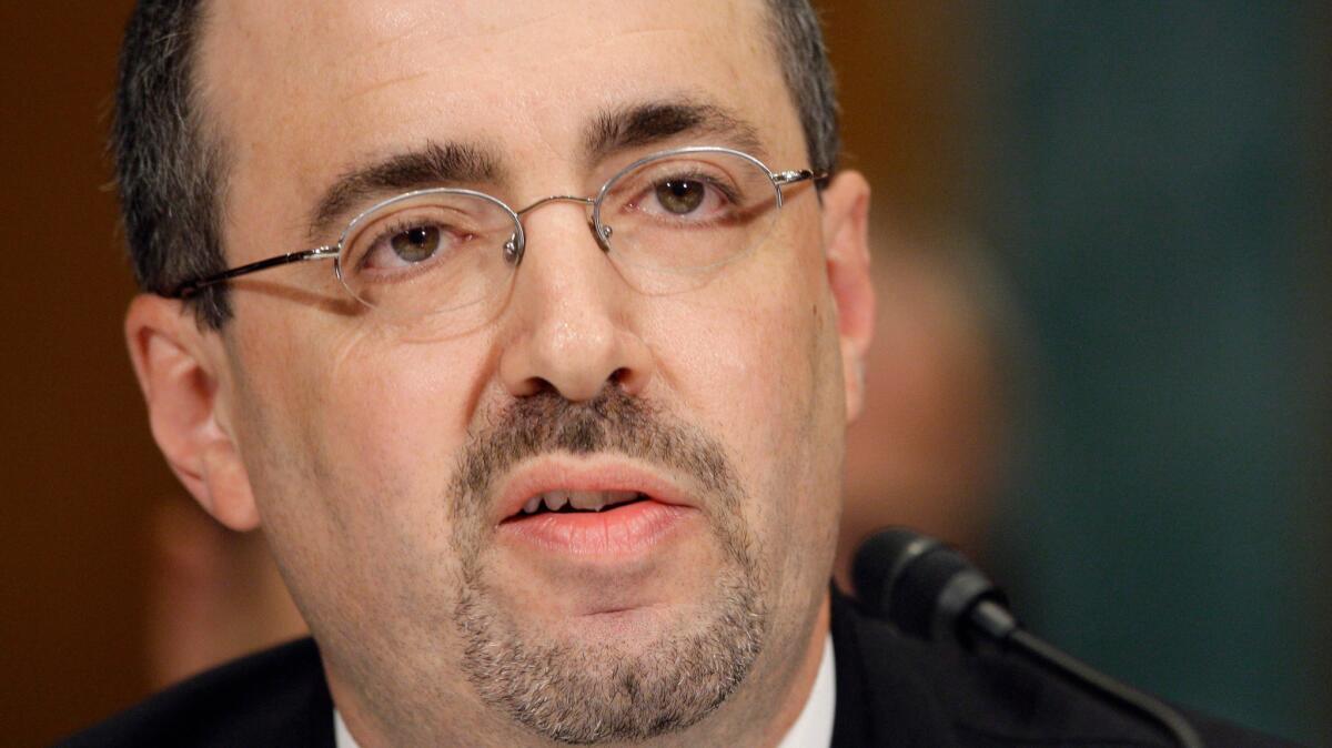 Joseph Rannazzisi, then deputy assistant administrator of the Drug Enforcement Administration, testifies during a hearing of the Senate Judiciary crime and drugs subcommittee on Sept. 29, 2009.