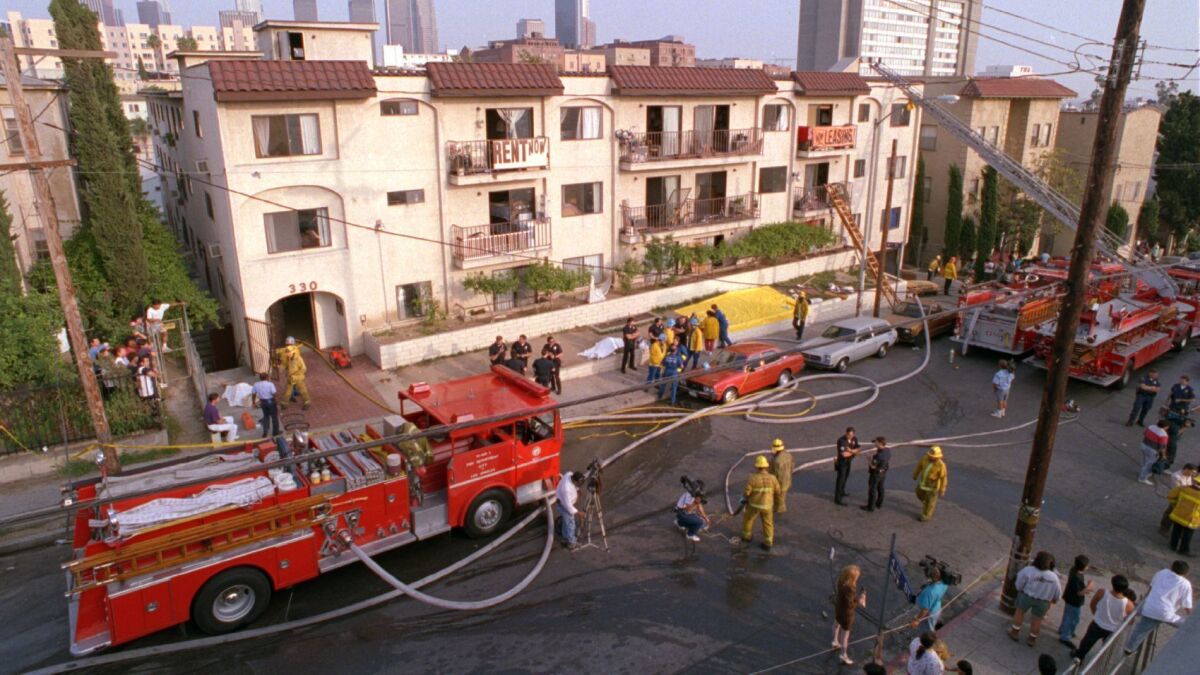 The scene of the 1993 Westlake apartment fire that left 10 people dead.
