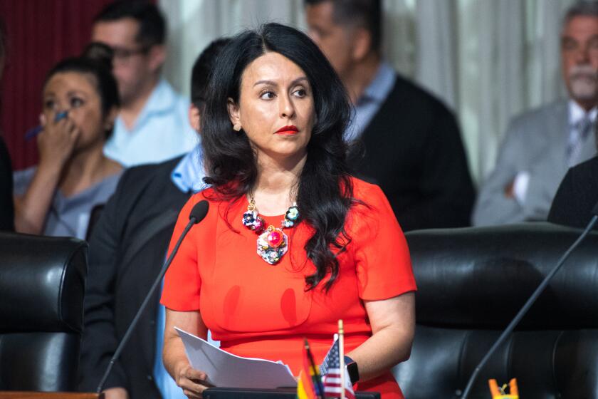 LOS ANGELES, CA - JUNE 28, 2019: Los Angeles City Councilwoman Nury Martinez attends a city council meeting, June 28, 2019. (Michael Owen Baker / For The Times)