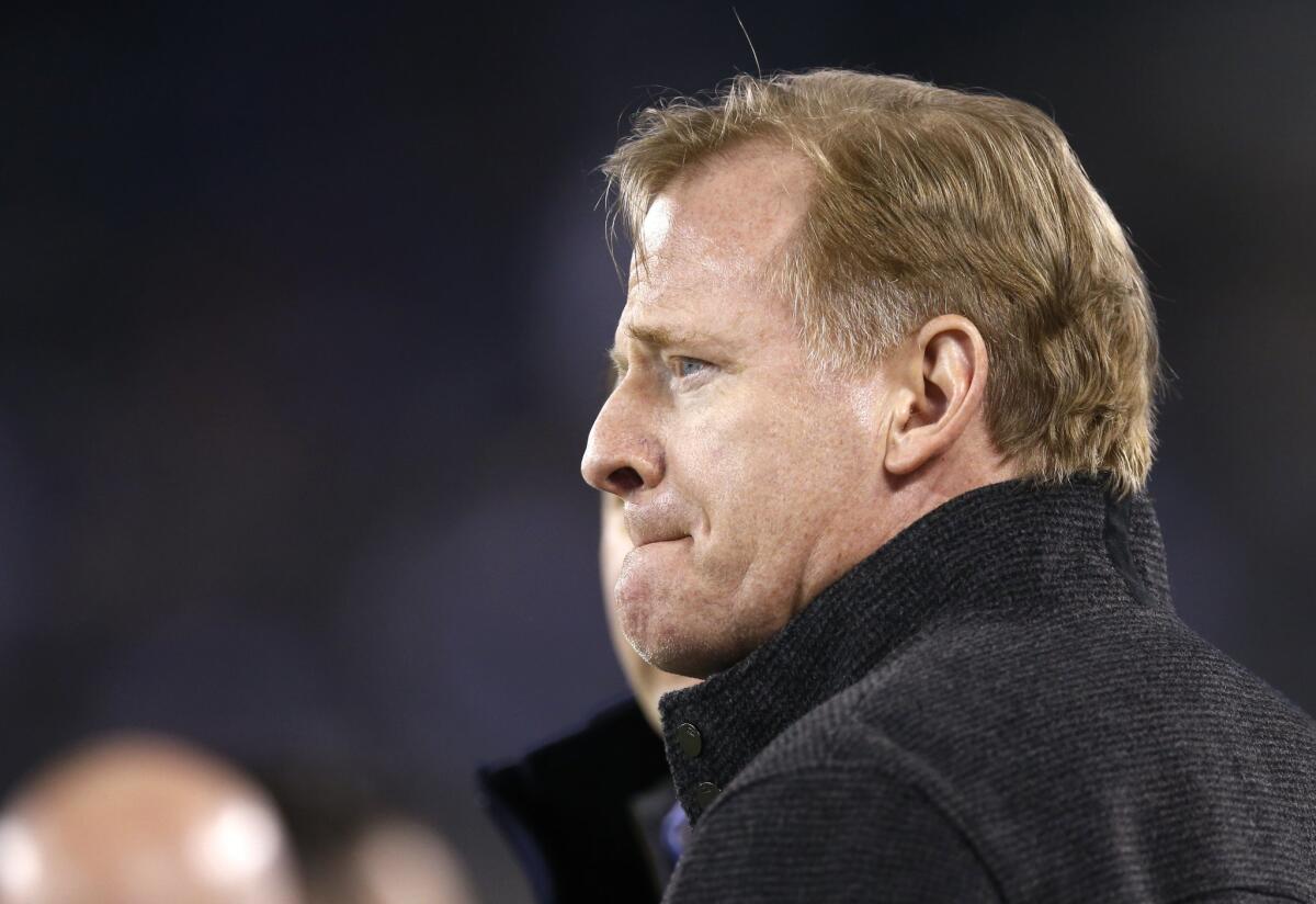 NFL commissioner Roger Goodell, shown before a November game in East Rutherford, N.J., informed clubs in a memo last month that franchise relocation is off the table for the 2015 season.