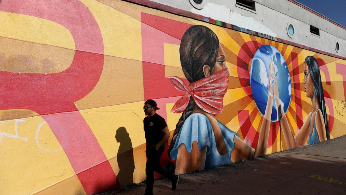 A mural painted on the wall of Self Help Graphics in Boyle Heights 