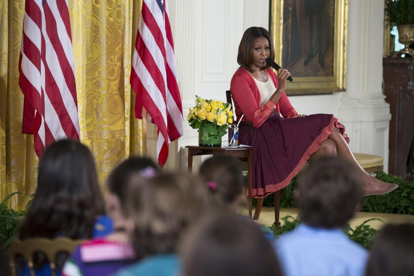 First Lady Michelle Obama answers questions from children on Take Our Daughters and Sons to Work Day at the White House.