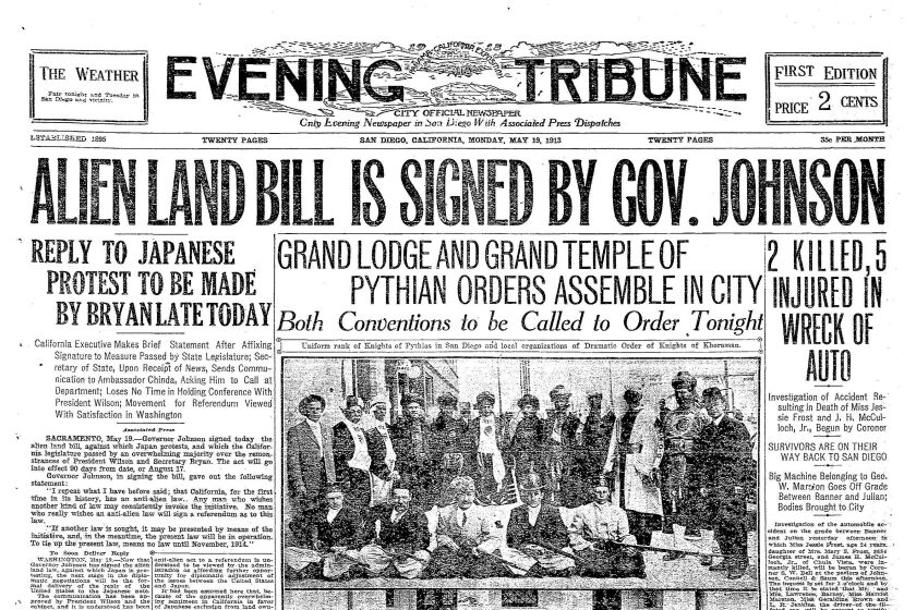 Front page of the Evening Tribune, May 19, 1913.