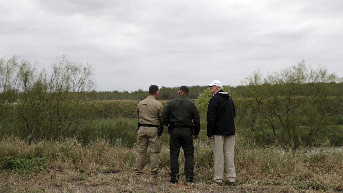 President Trump tours the U.S. border with Mexico in McAllen, Texas on Jan. 10.