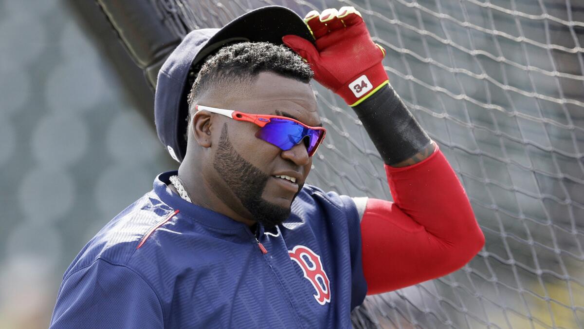 Boston Red Sox designated hitter David Ortiz prepares for batting practice before a spring training exhibition game against the Pittsburgh Pirates in Bradenton, Fla., on Thursday.