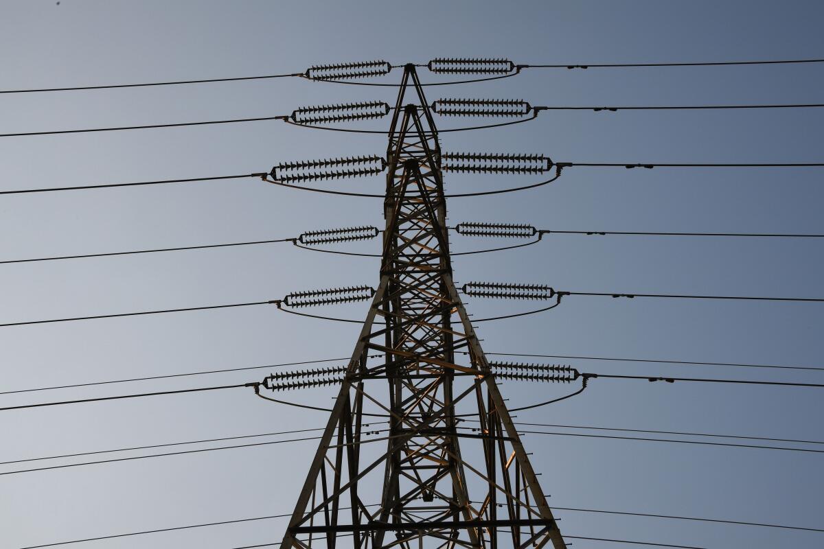 A transmission tower in Los Angeles.