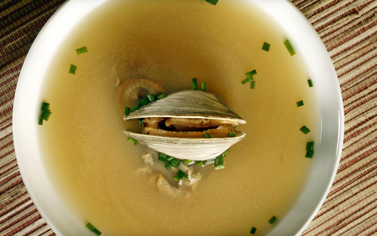 Miso soup with clams and chives