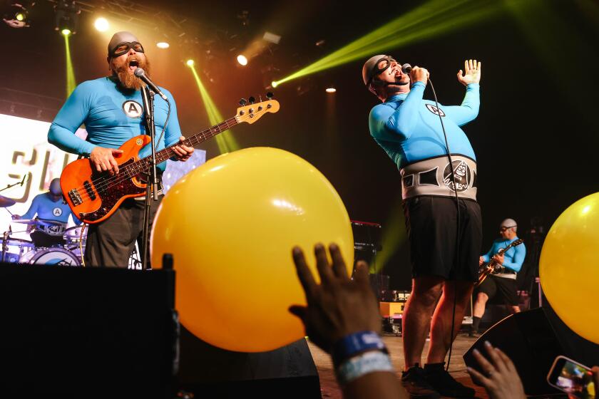 Indio, CA - April 13: The Aquabats perform during the Coachella Valley Music and Arts Festival on Saturday, April 13, 2024 in Indio, CA. (Dania Maxwell / Los Angeles Times)