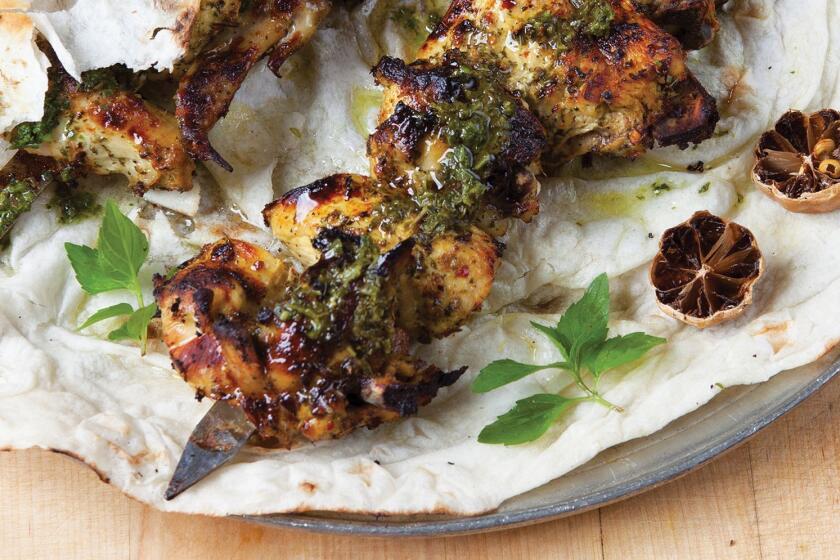Chicken kabab with dried lime and mint. Credit: Mage Publishers