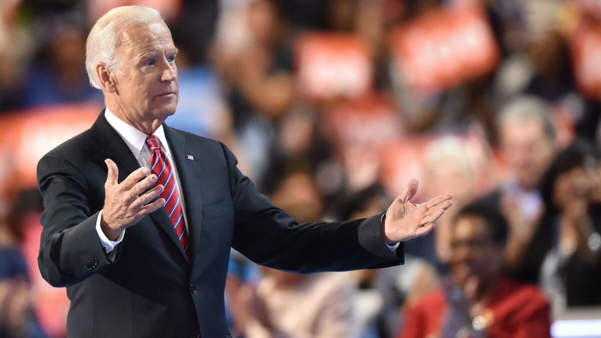 Then-Vice President Joe Biden speaks at the 2016 Democratic National Convention in Philadelphia.