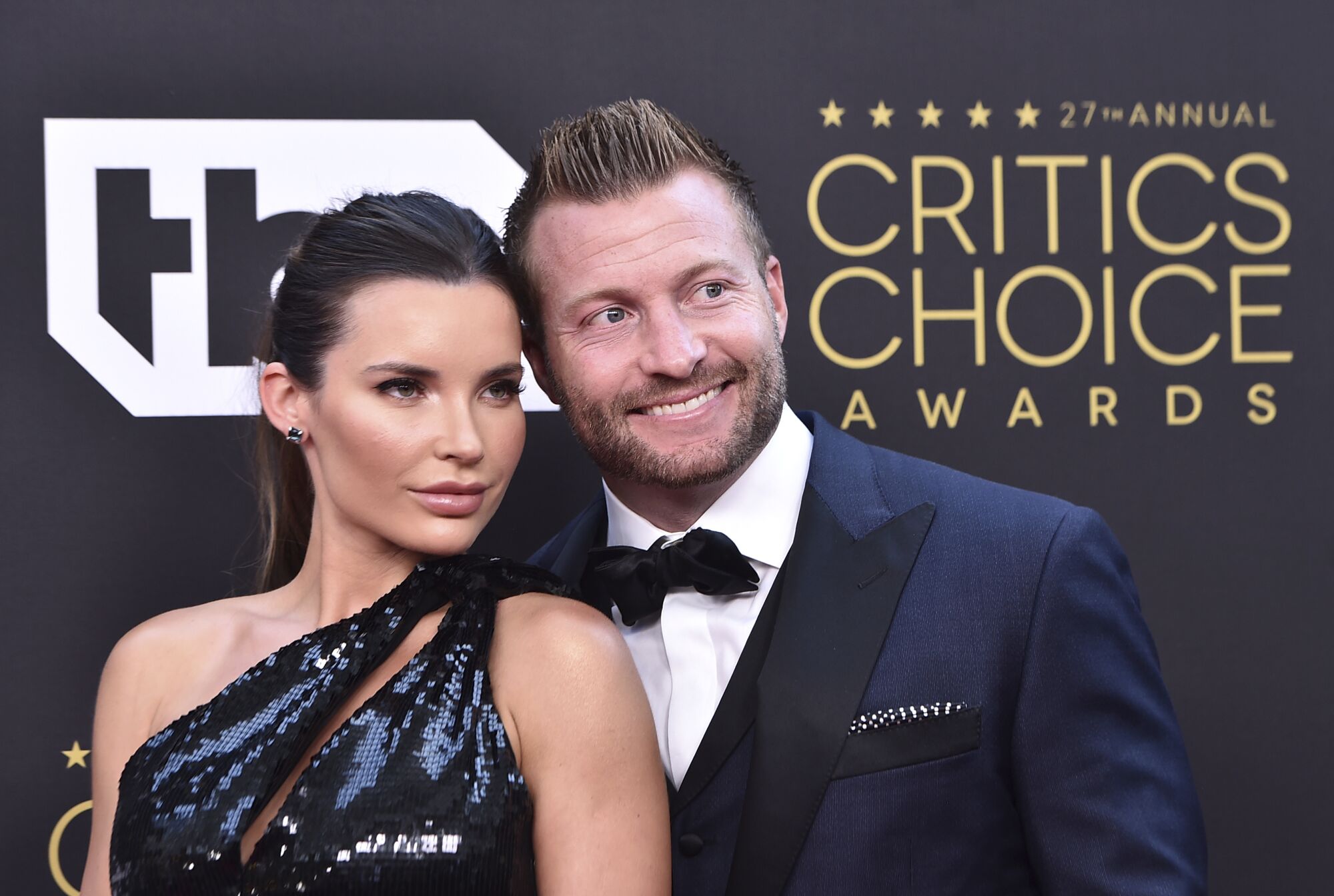Veronika Khomyn, left, and Sean McVay arrive at the 27th annual Critics Choice Awards in March.