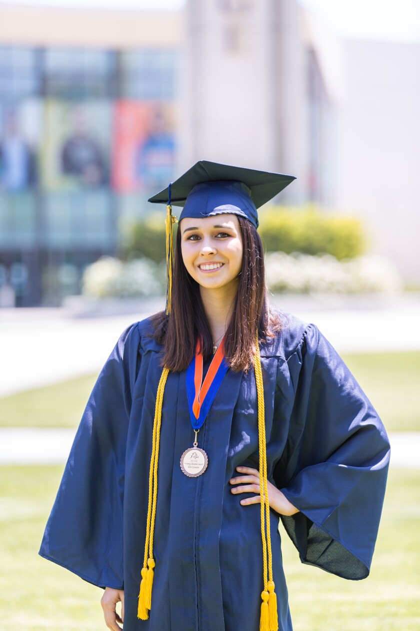Elise Cunanan is a second-generation graduate of Cypress College who is transferring to Cal State Fullerton. Chosen as the school's 2020 Outstanding Graduate, she recently filmed an "In Her Own Words" video that will be broadcast during their virtual commencement ceremony on May 22.