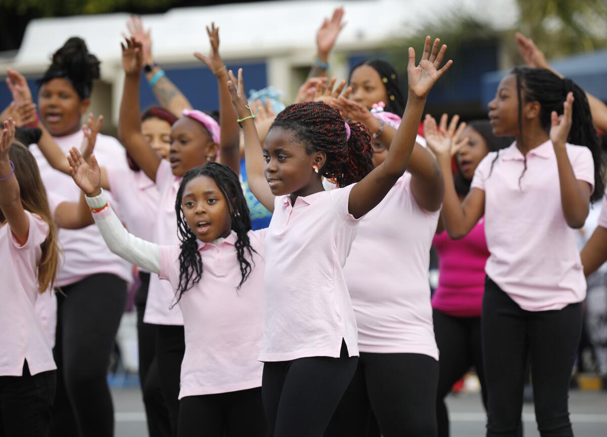 Dancers from the Bethel Baptist Church Youth Dept. perform on Harbor Blvd during the 40th Annual Martin Luther King Jr. Day Parade on Jan. 19, 2020.