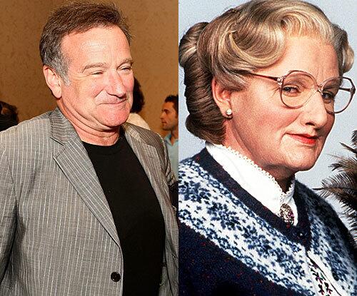 'Mrs. Doubtfire' In this 1993 family comedy, divorced daddy Daniel Hillard -- played by Robin Williams -- poses as a female maid named Mrs. Euphegenia Doubtfire in order to spend time with his family.