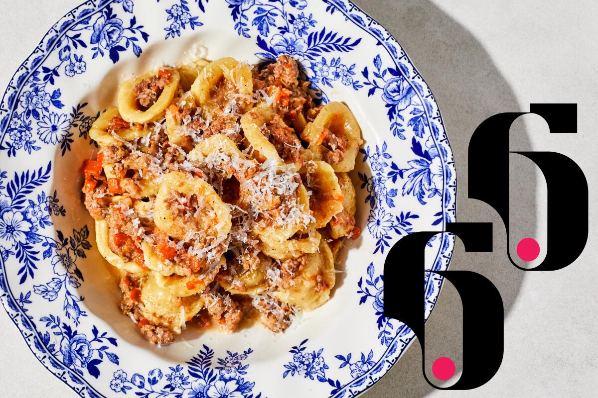 LOS ANGELES, CA - OCTOBER 7: Duck ragu orcchiette from Rossoblu on Friday, Oct. 7, 2022 in Los Angeles, CA. (Katrina Frederick / For The Times)