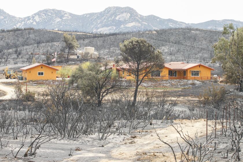 SAN DIEGO, CA - SEPTEMBER 10: A home along Montiel Truck Trail survived the Valley Fire in Lawson Valley on Thursday, Sept. 10, 2020 in San Diego, CA. (Eduardo Contreras / The San Diego Union-Tribune)
