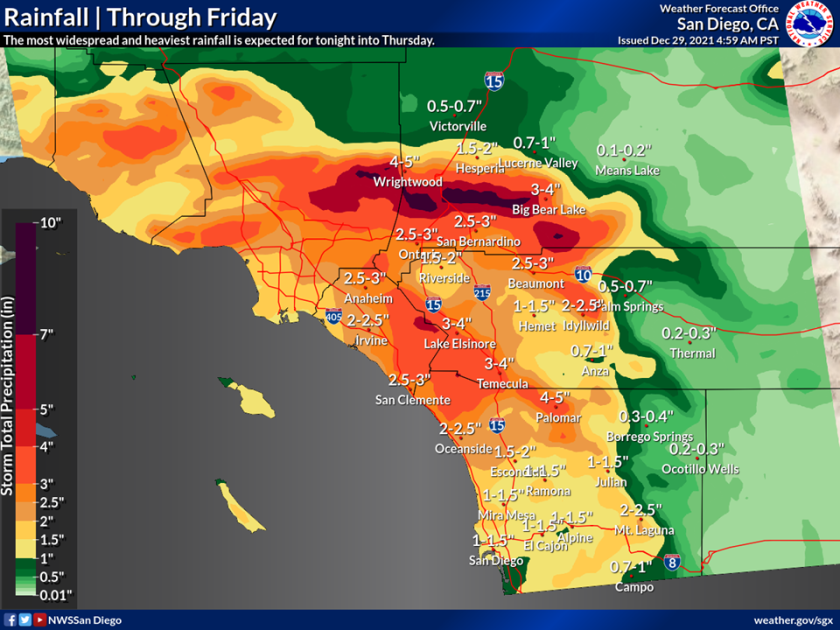 San Diego Weather Map Storm Unexpectedly Stays Offshore, Denying San Diego A Big Hit Of Rain -  The San Diego Union-Tribune