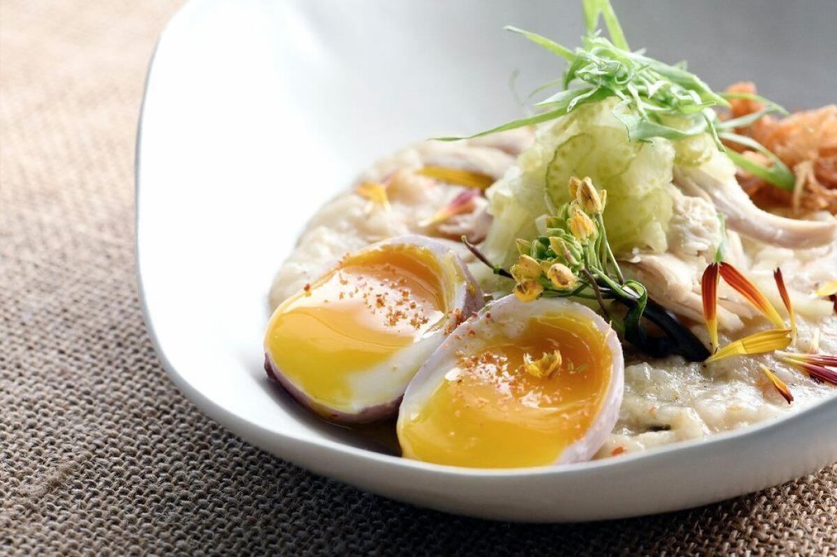 Soft egg is a worthy optional addition to the poultry and mushroom porridge.