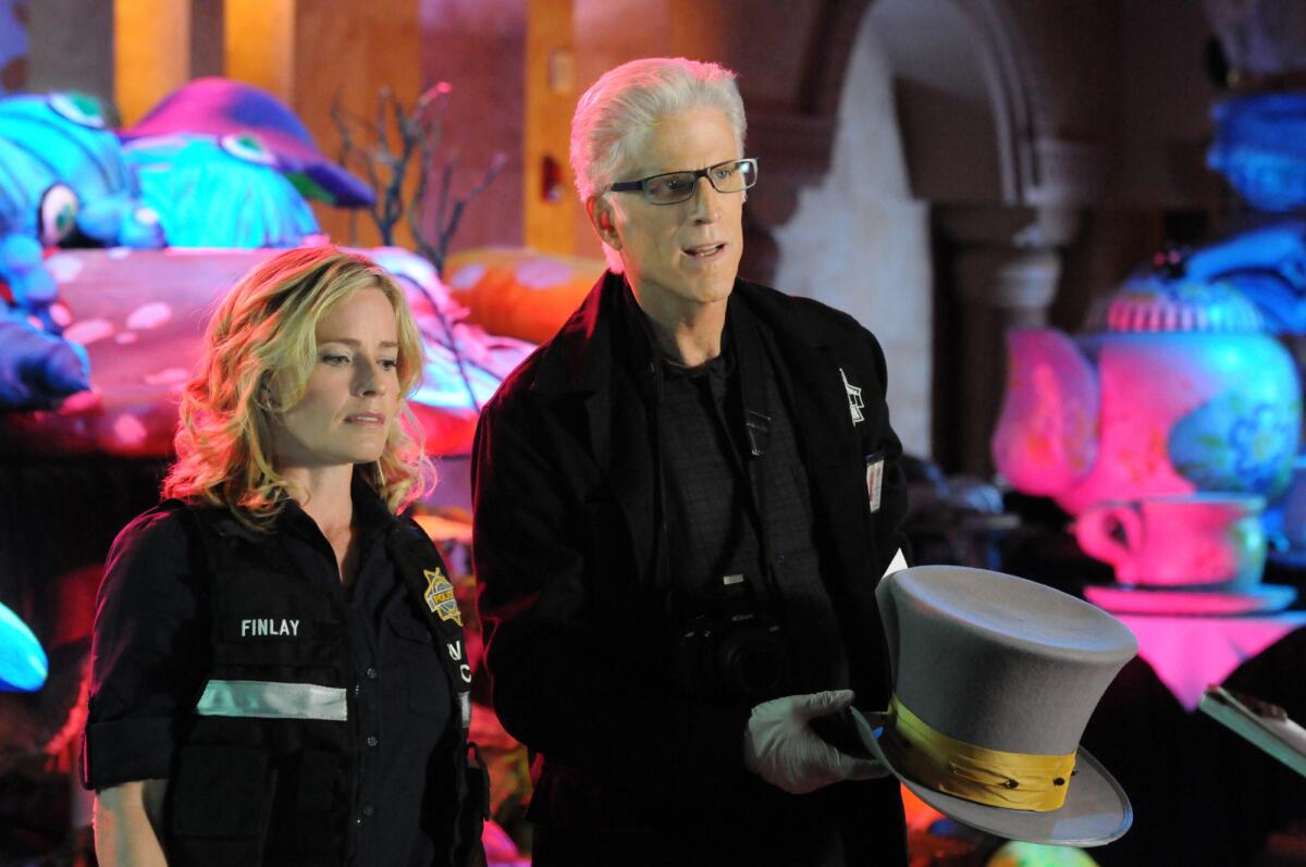 Elisabeth Shue and Ted Danson in "CSI: Crime Scene Investigation."