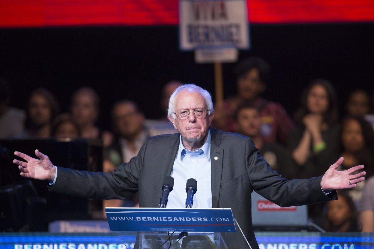 Democratic presidential candidate Sen. Bernie Sanders (D-Vt.) speaks at a campaign fundraising reception at the Avalon Hollywood nightclub on Oct. 14, 2015 in Hollywood. Sanders' frequent and unapologetic use of the term "democratic socialist" in describing his socioeconomic worldview has not gone unnoticed by Republican presidential hopefuls.