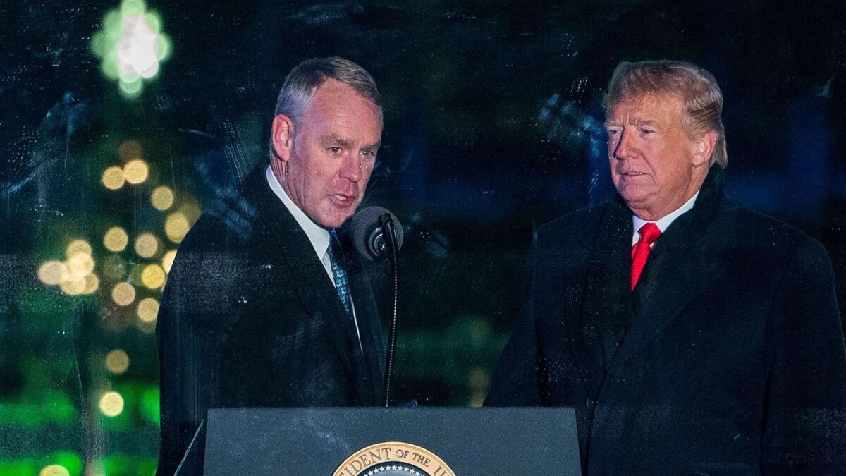 On a blustery day last month in Washington, D.C., Interior Secretary Ryan Zinke joined his chief enabler, President Trump, for the national Christmas tree lighting.