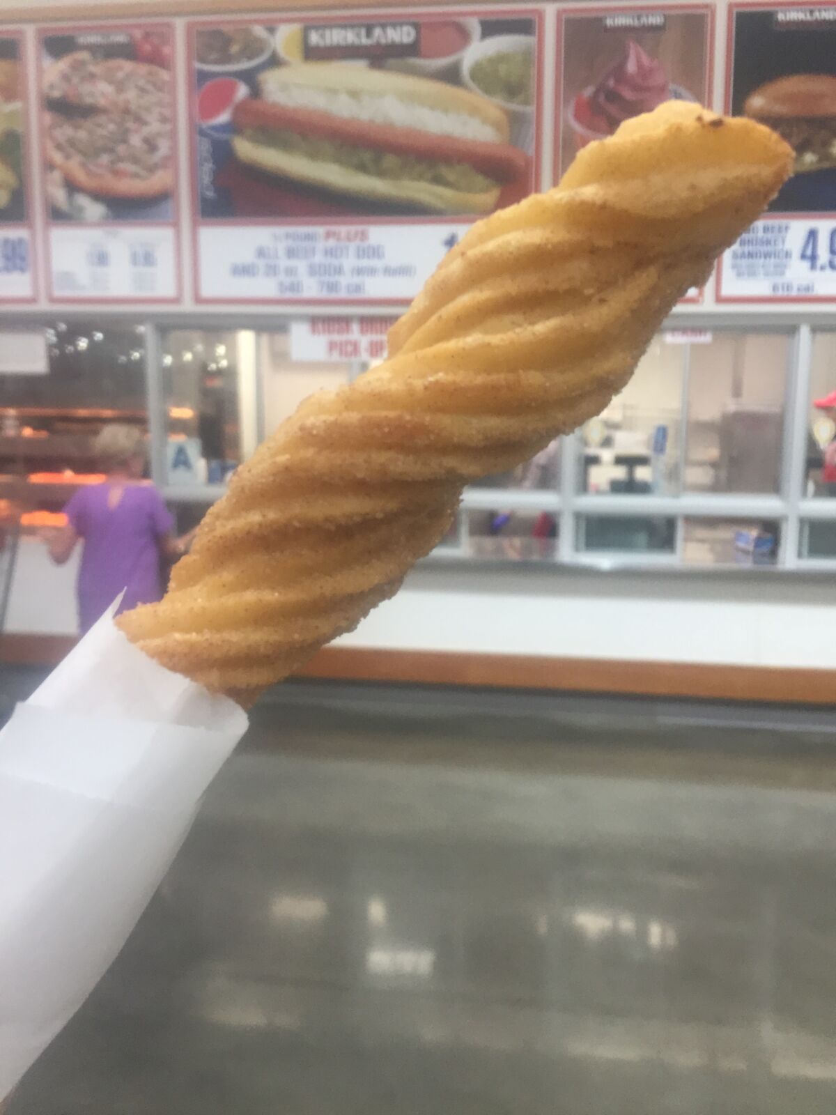Jumbo twisted churros are only a dollar at Costco stores are the cheapest deal in town, but they're not cooked-to-order so they can be come dry and bready if they sit too long under heat lamps.