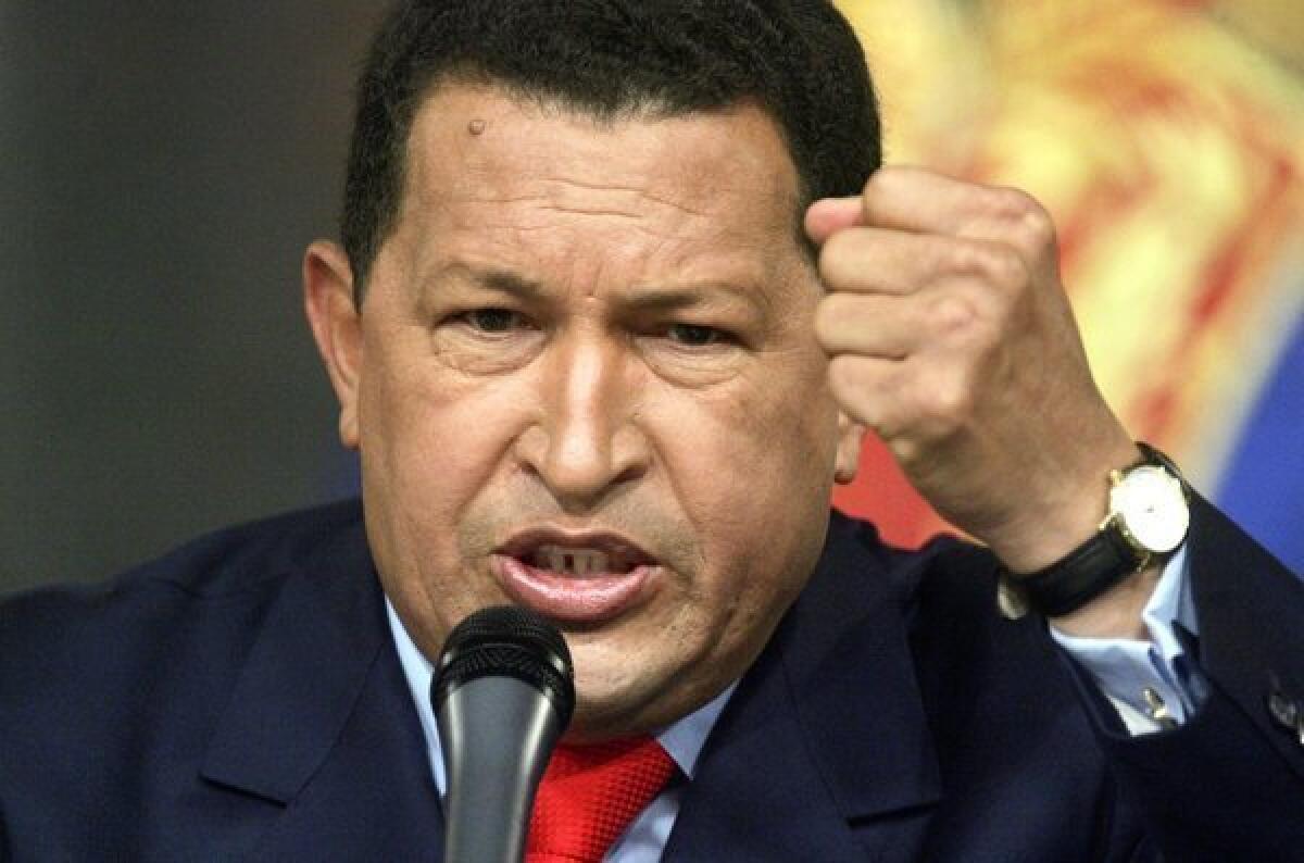 President Hugo Chavez speaks at a news conference Dec. 5, 2006, in Caracas, Venezuela.