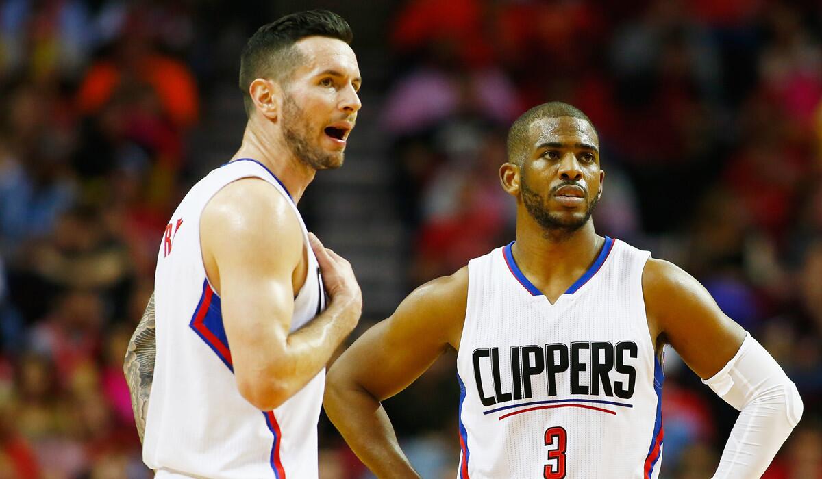 Clippers guards J.J. Redick, left, and Chris Paul are nursing injuries.