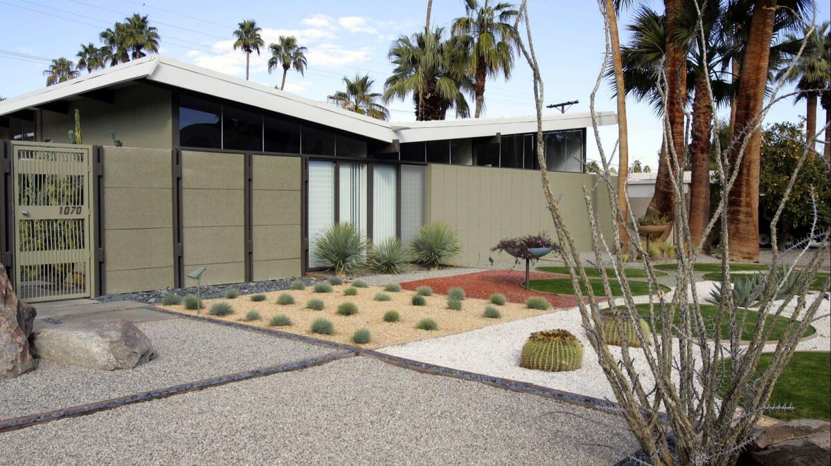 Architect William Krisel's Midentury Modern tract homes are known for their distinctive wing–like roof line.