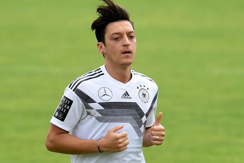 Germany's midfielder Mesut Ozil attends a training session of the German national football team at the Rungghof training centre on June 7, 2018 in Eppan near Bolzano, northern Italy, ahead of the FIFA World Cup 2018 in Russia. / AFP PHOTO / Christof STACHECHRISTOF STACHE/AFP/Getty Images ** OUTS - ELSENT, FPG, CM - OUTS * NM, PH, VA if sourced by CT, LA or MoD **