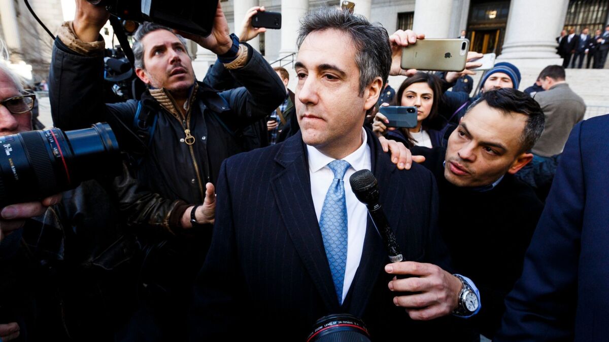 Michael Cohen, President Trump's former personal lawyer, leaves federal court after pleading guilty to charges related to lying to congress in New York on Nov. 29.