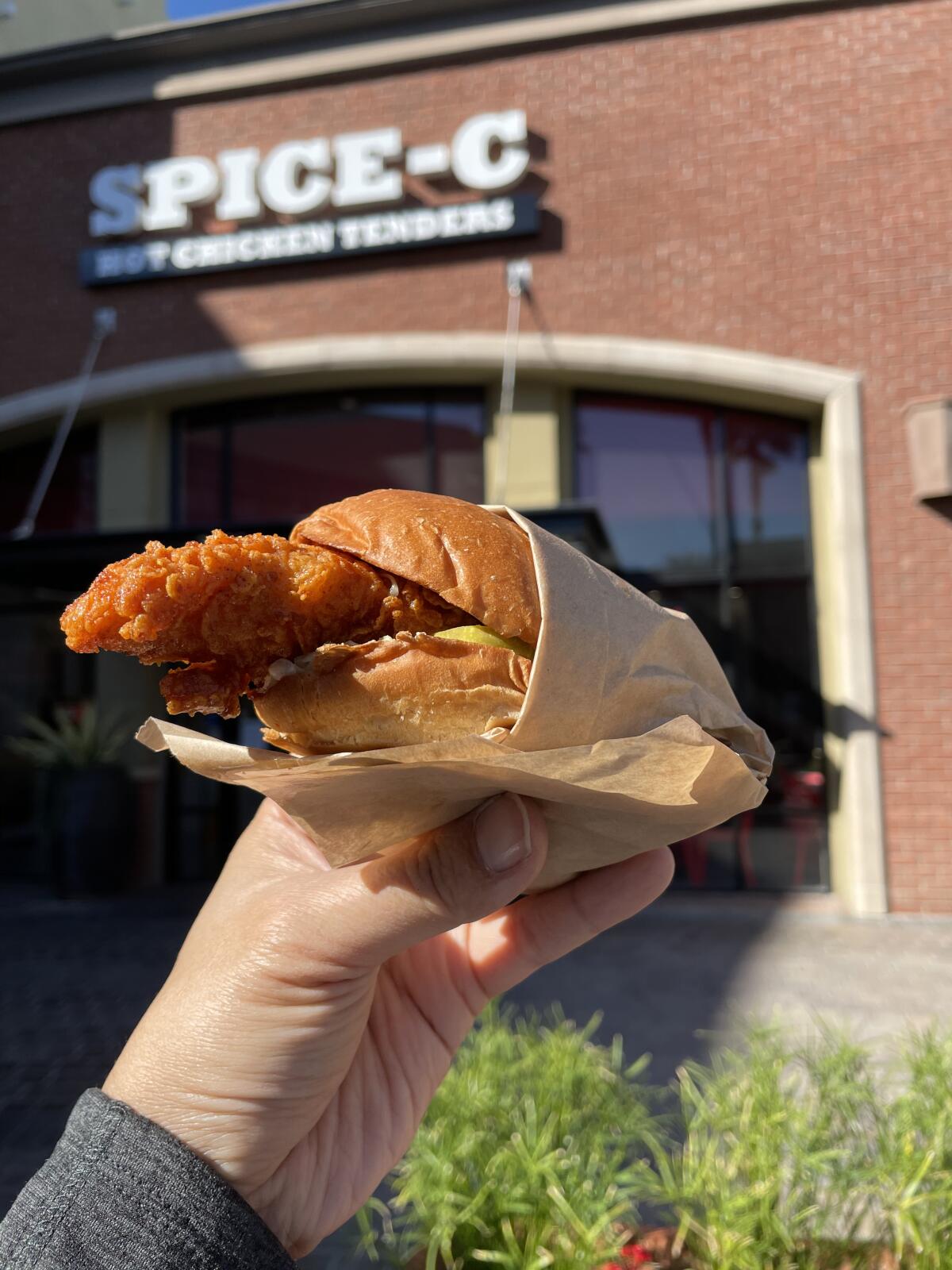 Spice-C, at 2455 Park Ave, Tustin, has its own Nashville hot chicken sandwich.