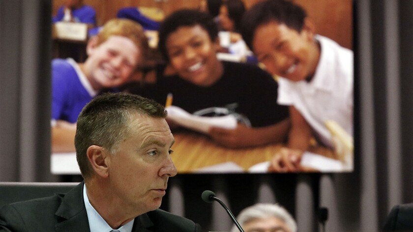 John Deasy, Superintentent of Los Angeles schools, during a Board of Education meeting in August.