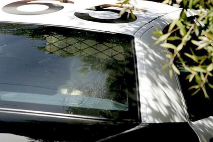 Paris Hilton leaves her home in the back of a L.A. Sheriff's squad car. She was ordered by a judge to return to jail.