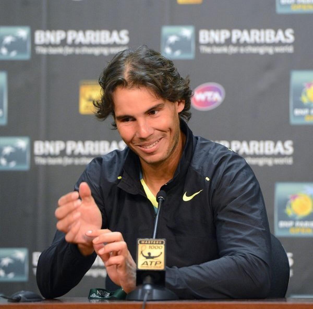 Rafael Nadal talks about his easy victory on Monday.