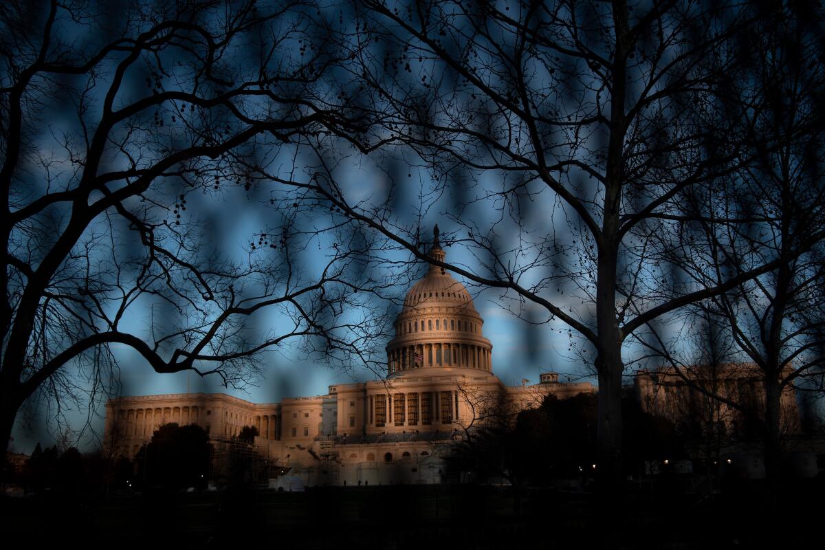 A crowd control fence surrounds Capitol Hill 