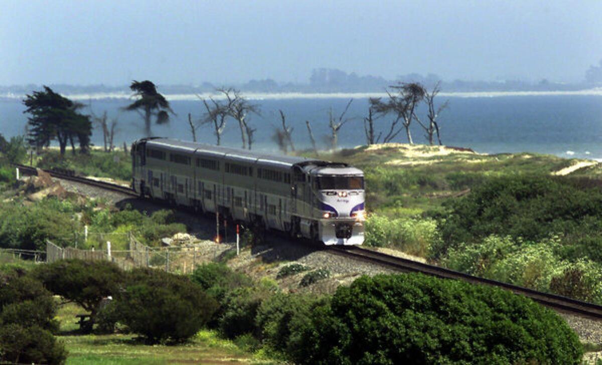 Amtrak's Pacific Surfliner makes its way along the Ventura County coastline. The Surfliner had more than 2.7 million riders last year.