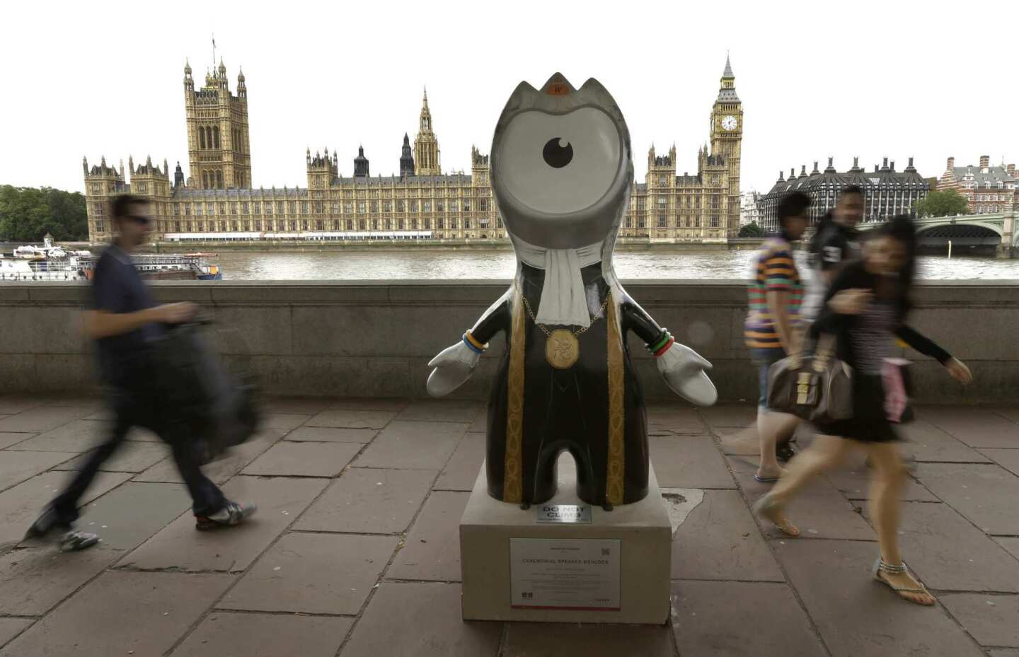 Ceremonial Speaker Wenlock in front of the Palace of Westminster