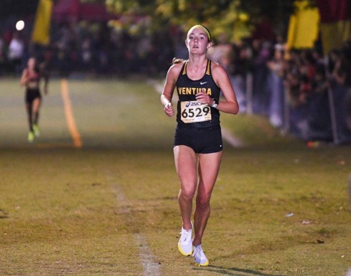 Sophomore Sadie Engelhardt of Ventura set a meet record at the Woodbridge Classic.