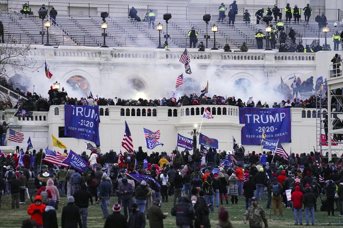 Rioters loyal to Donald Trump storm the U.S. Capitol on Jan. 6, 2021.