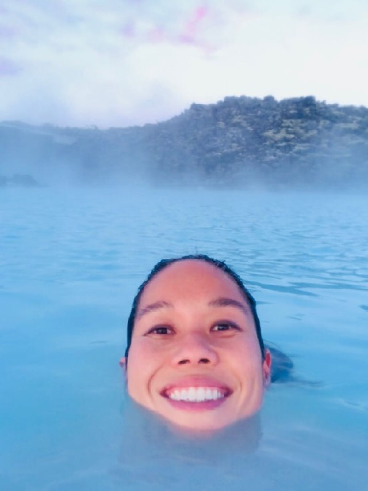 Bonnie Tsui, author of "Why We Swim," in an Icelandic hot pool.