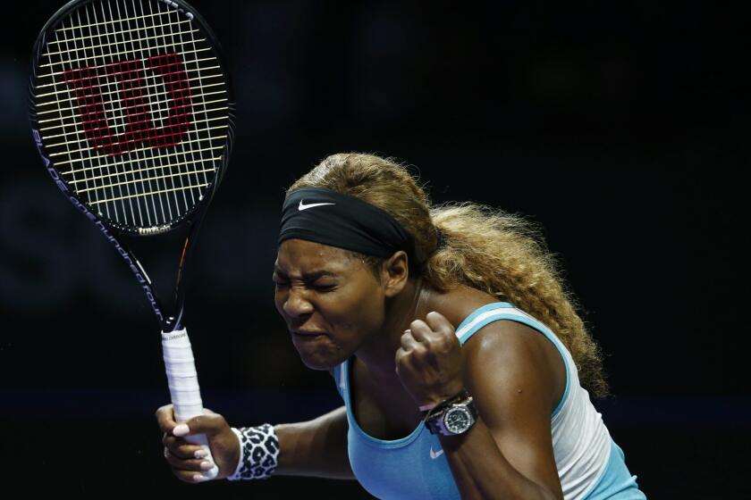 Serena Williams managed to win only two games during her round-robin match Wednesday against Simona Halep of Romania at the WTA Finals in Singapore.