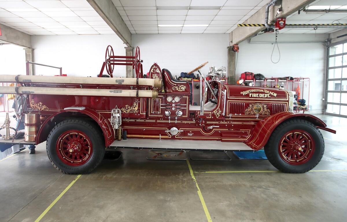 The 1923 Seagrave fire engine at the Gothard Fire Training Center.